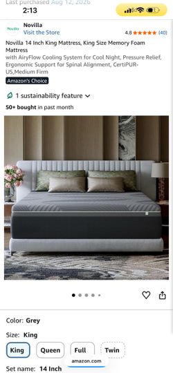 Novilla 14 Inch King Memory Foam Mattress