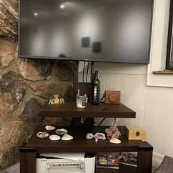 TV Stand with Mount – Dark Wood (Fits up to 55” TV)