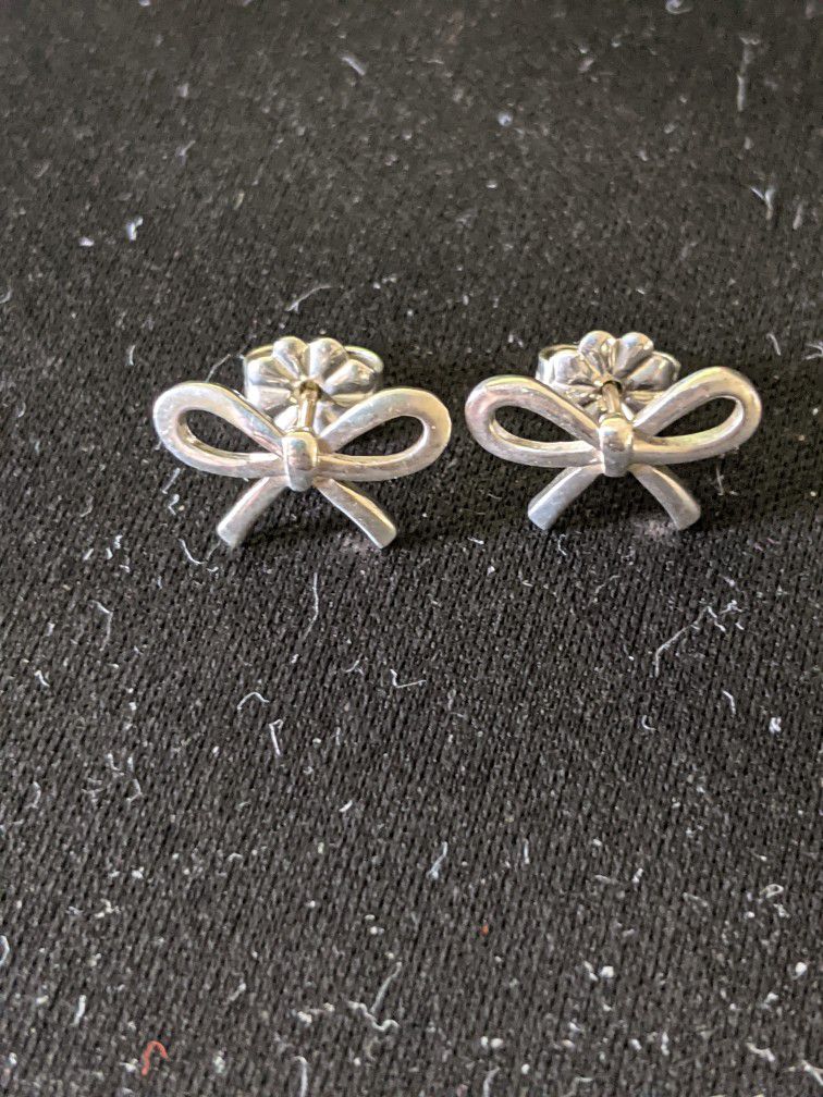 Tiffany Co Bow Silver Earrings
