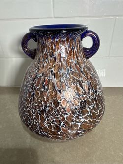 Art Glass Vase with Double Handles