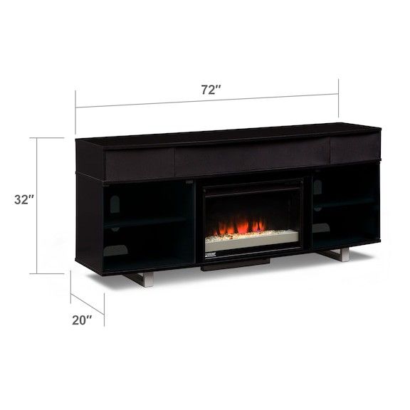 Pacer 72" Contemporary Fireplace Media Console with Sound Bar - Black