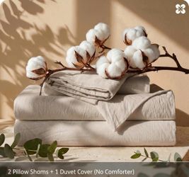 Bedsure PureWoven 100% Washed Cotton King Duvet Cover Set – New