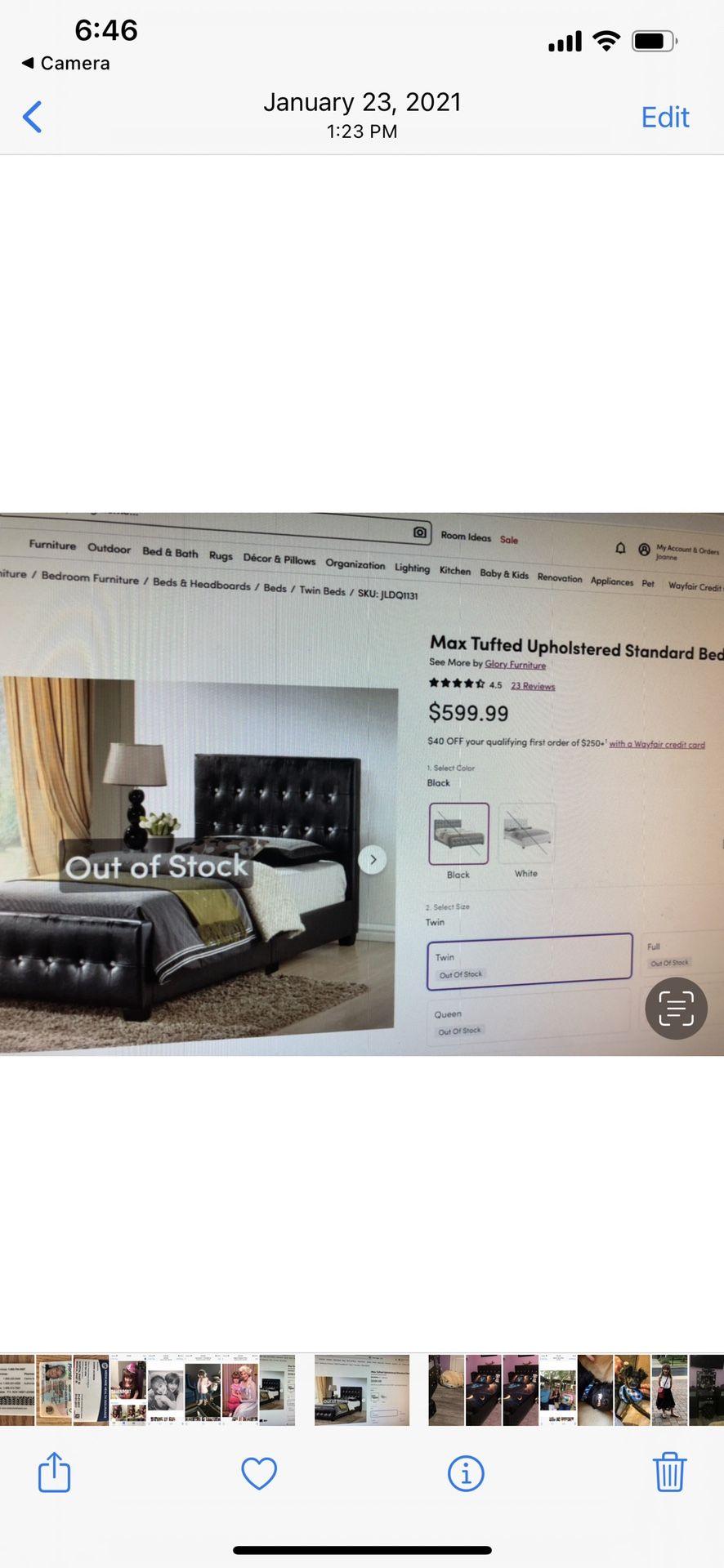 Beautiful Twin Size Black Rhinestone Platform Bed