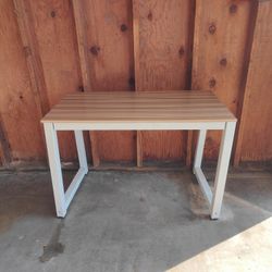 Wooden Table With Metal Frame