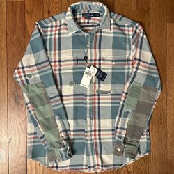Polo Ralph Lauren Plaid Patchwork Mountain Denim Button-Up Shirt Size Medium NEW