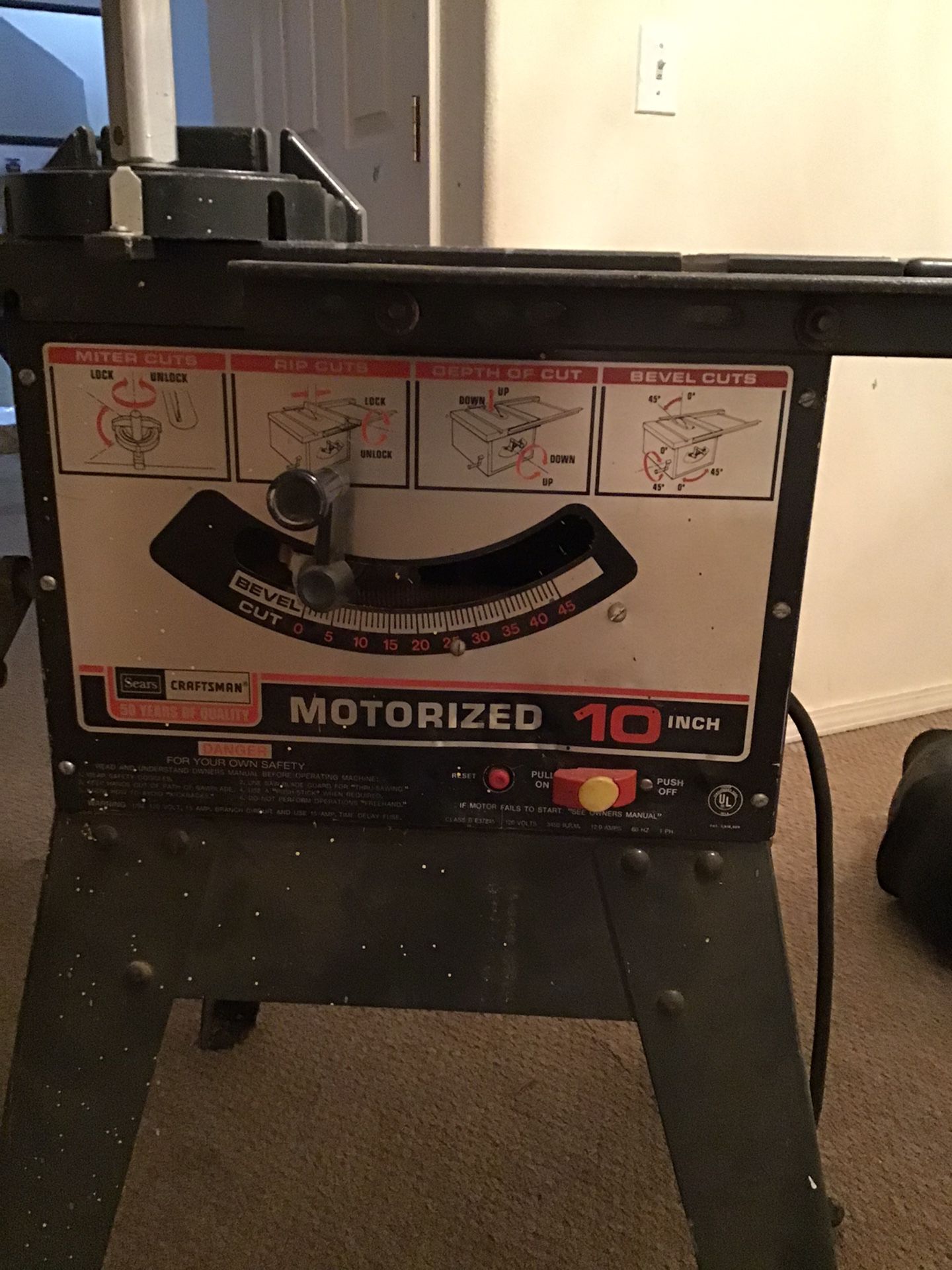 Craftsman motorized 10 inch table saw