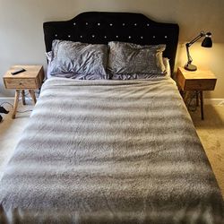 Bed Black Velvet With Diamons Queen 💎🛏