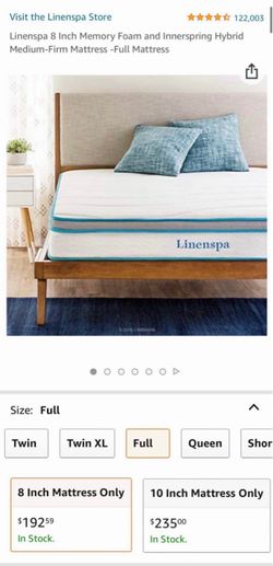 Linenspa 8 Inch Memory Foam & Innerspring Hybrid Mattress (Full Size)