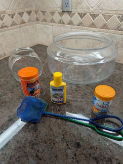 Fish Bowl Starter Kit with Food and Nets