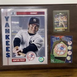 NY Yankees Johnny Damon Wooden Placque