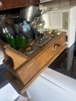 Antique Oak Rotary Phone