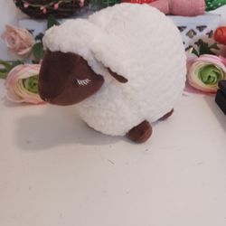 Cute Plush Lamb Sheep Stuffed Animal White Brown Soft Farm Animal Toy Easter NWT