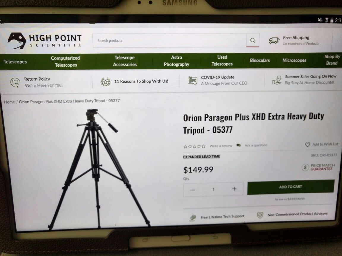 Tripod paragon plus XHD extra heavy duty