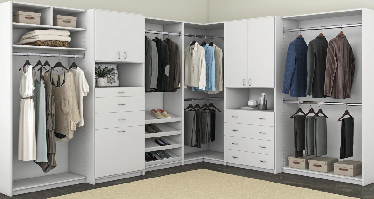 Master Walk In White Color with Flat Drawer Fronts and Upper Doors.