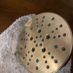 Delta 5-Setting Brushed Gold Shower Head with H2Okinetic Spray, 6 Inch Round Shower Head, Showerheads, 1.75 GPM Flow Rate, Lumicoat Champagne Bronze 5