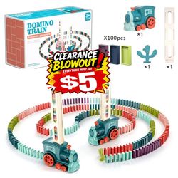 Kids Electric Domino Train Car Sound &Light Automatic Laying Dominoes Brick toy