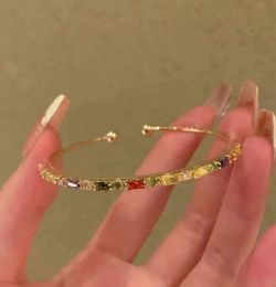 Gold Open Cuff Bracelet with Multicolor Stones