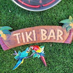 Tiki Clock And Sign.