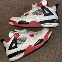 Vintage Nike Air Jordan 4 White Laser Sz 8 2005 Y2K white red black trainers #sneakers #basketball