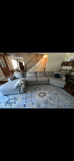 Large Gray Fabric Sectional Sofa