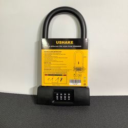 USHAKE Bicycles U Lock, Heavy Duty Bike Lock Scooter Motorcycles Combination Lock Combo Gate Lock for Anti Theft