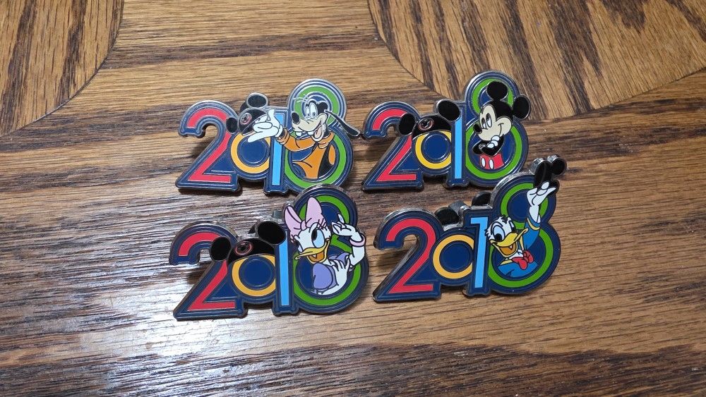 Set Of 4 Disney 2018 Character Pins