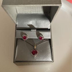 Heart Necklace And Matching Earrings