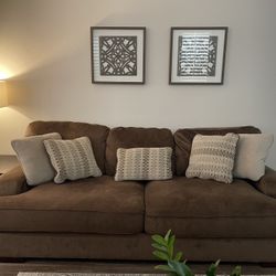 Brown Soft Sofa Set 3pcs 