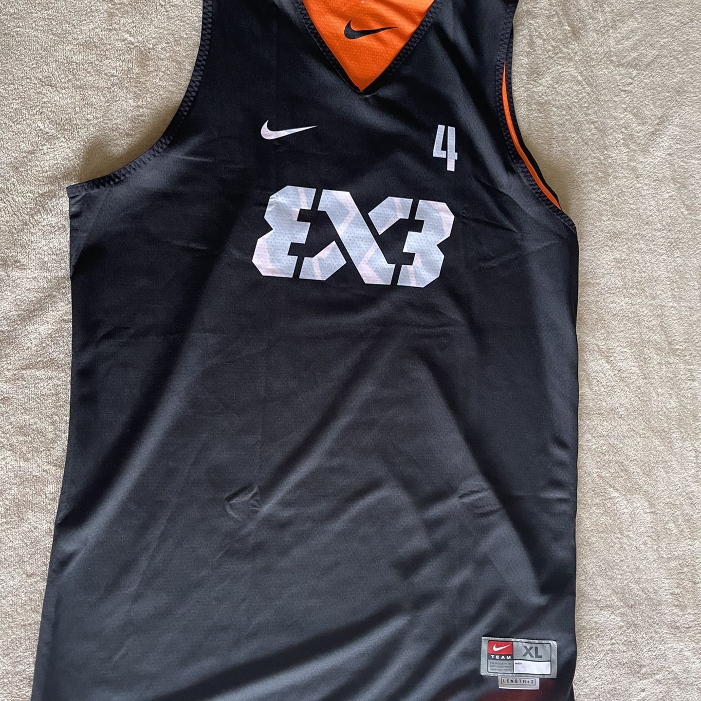 Nike FIBA 3x3 Reversible Basketball Jerseys #4 Orange Black Size