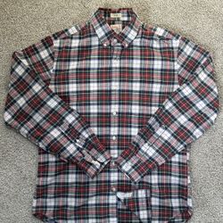 J Crew Oxford Red and white plaid button-up shirt. Size M