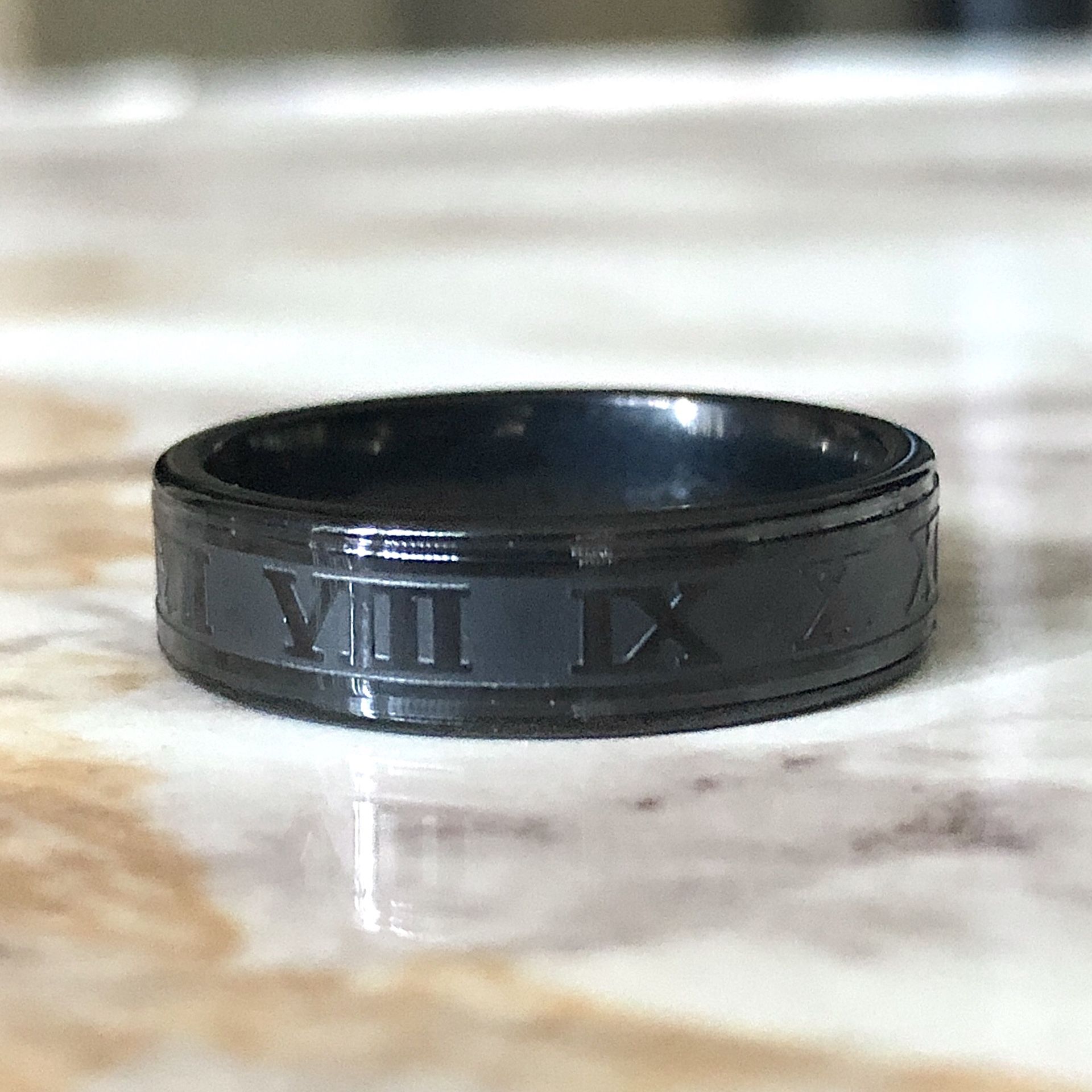 Black Roman Numerals Ring Size 7/8/9/11/12