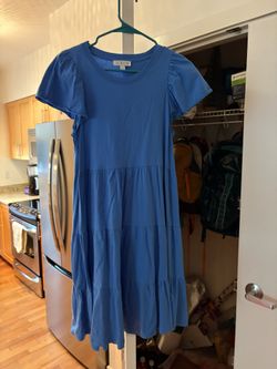 J Crew Blue Tiered Dress