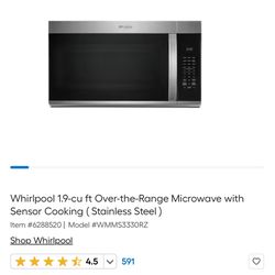 30” Whirlpool Microwave 