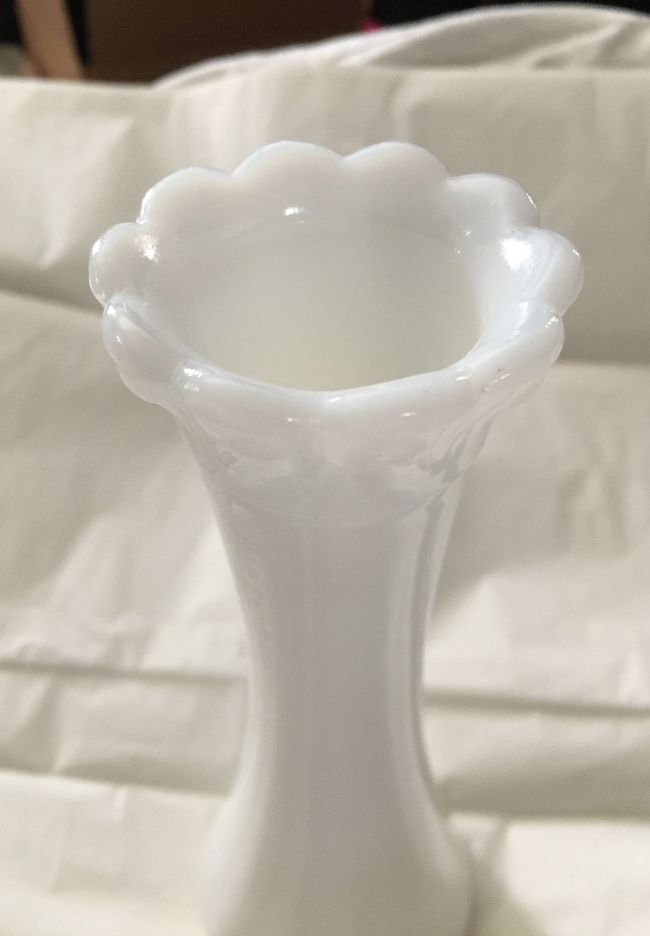Antique milk glass stem vase mint condition