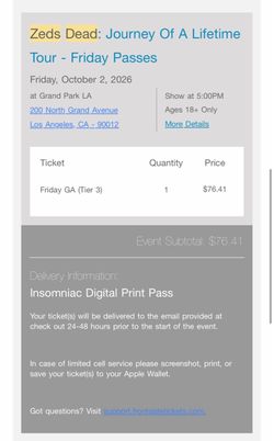Zeds dead ticket FRIDAY 10/2