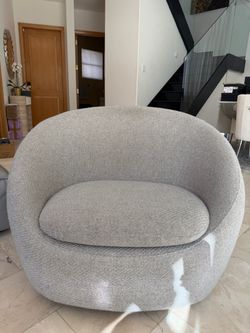 West Elm Cozy Swivel Chair, Chunky Melange, Frost Gray