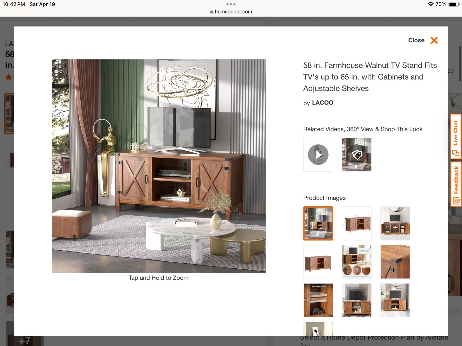 58 in. Farmhouse TV Stand Fits TV's up to 65 in. with Cabinets and Adjustable Shelves