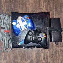 Xbox 360 Slim Console With Two Controllers