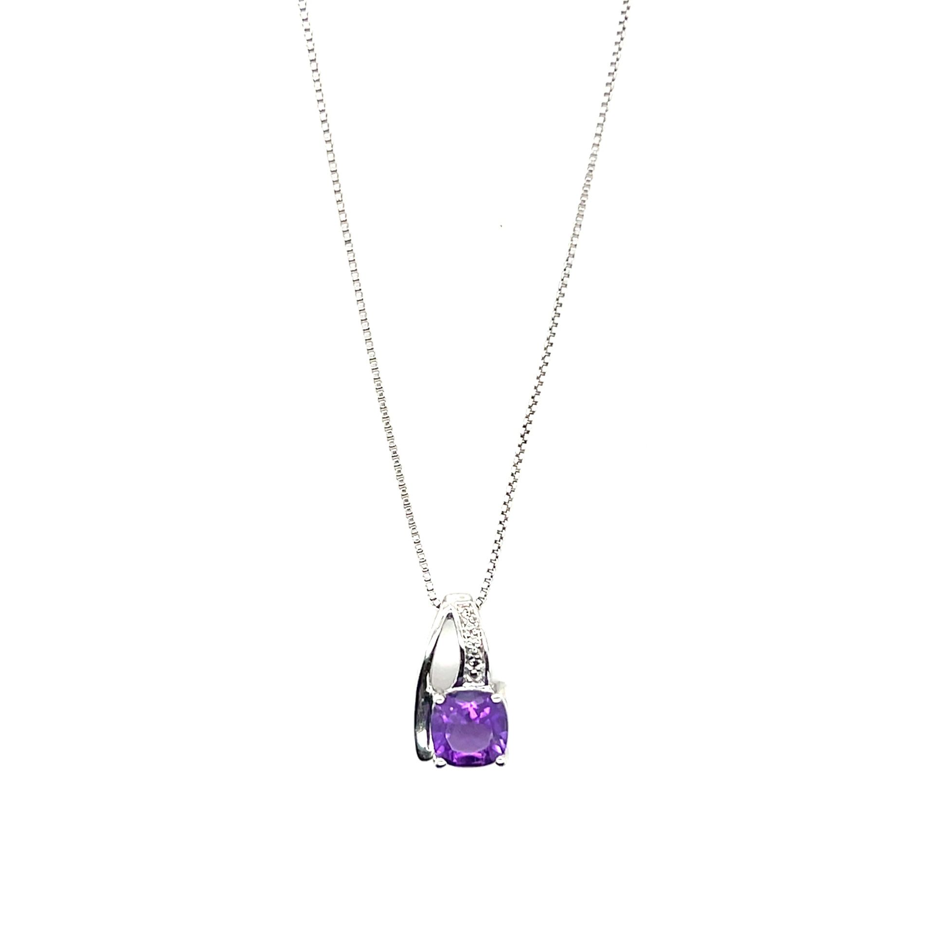 Sterling Silver 925 Amethyst Pendant Necklace