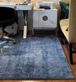 Denim Blue/White Wool Rug Size 5x8
