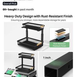 Under Sink Organizer, 2 Packs 2 Tier Under Sink Organizers and Storage, Slide out Pull out Cabinet Organizer Shelf, Metal Sliding Drawer for Kitchen B