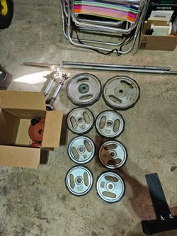 80lbs+ standard 1" weights & adjustable dumbbells handles & straight bars