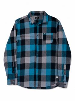 Quiksilver Blue Gray Plaid Flannel Shirt Men’s Small Button Up
