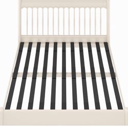 Beige Spindle Headboard Bed Frame
