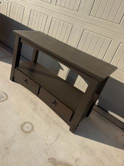 Dark Brown Wood TV Stand with Drawers