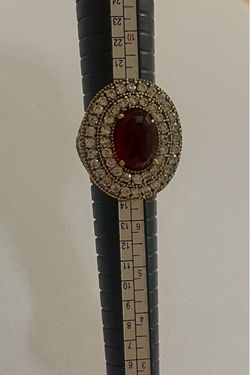 Vintage-Style large lab created ruby Stone crystal CZ Cocktail Ring size 8 pickup Gaithersburg md20877