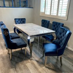 $1499 Brand New 7pc Dining Set: 6 Chairs And Table (Read Description Below)