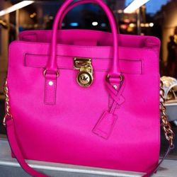 Michael Kors Hamilton Large Tote Bag – Deep Pink Leather W/ Dust Bag | Authentic