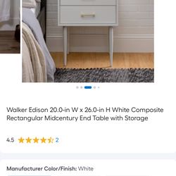 New White 2 Drawer Nightstand (In Box)