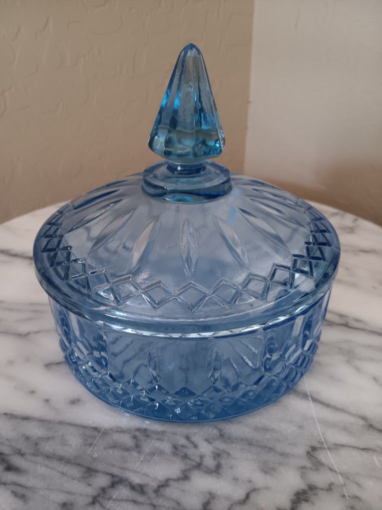 Vintage Indiana Glass Round Ice Blue